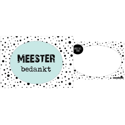 30.Kaart A6 met tekst ''Meester bedankt''. mint.